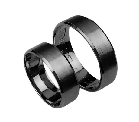 Przejdź do produktu Fazowane obrączki ślubne z czarnego złota 5,5mm Czarne Złoto Diuna CZ027