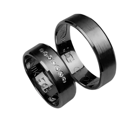 Przejdź do produktu Fazowane obrączki ślubne z czarnego złota 6mm Czarne Złoto Diuna CZ028