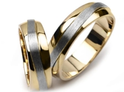 Obrączki ślubne dwukolorowe półokrągłe 6mm Premium P-482-k