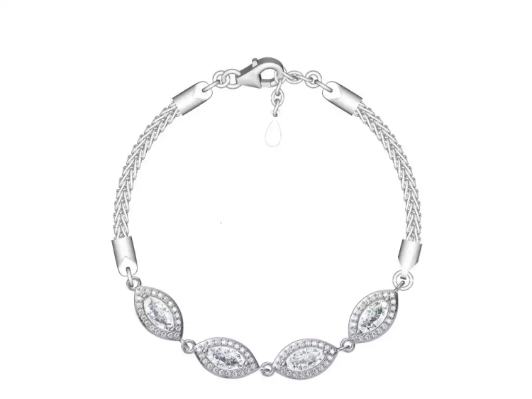 Srebrna bransoletka łezki z cyrkoniami