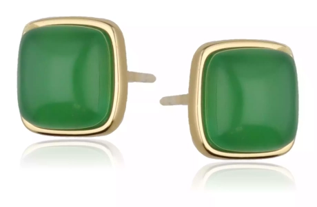 Przejdź do produktu Srebrne pozłacane kolczyki, zielony kamień