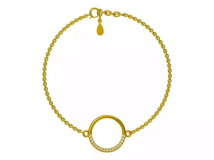 Pozłacana bransoletka kółko, cyrkonie