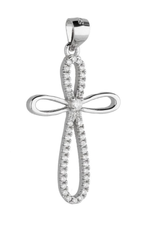 Przejdź do produktu Srebrny ozdobny krzyżyk z cyrkoniami