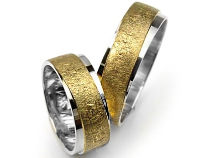Obrączki ślubne dwukolorowe płaskie 7mm Premium P-489-k