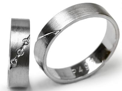 Obrączki ślubne z białego złota płaskie z cyrkoniami 5mm Premium P-493-b