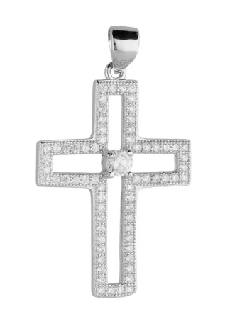 Przejdź do produktu Srebrny krzyżyk z cyrkoniami