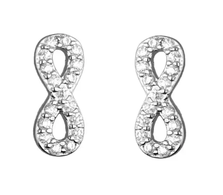 Przejdź do produktu Srebrne kolczyki nieskończoność, cyrkonie 
