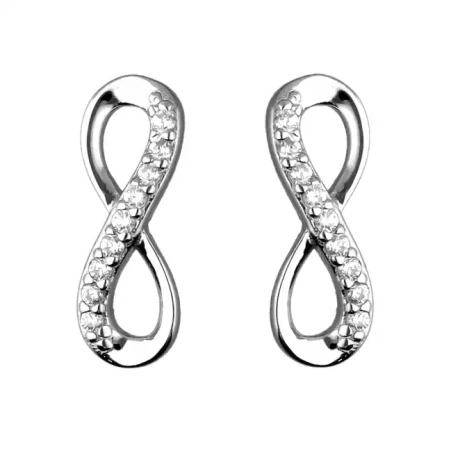 Przejdź do produktu Srebrne kolczyki nieskończoność, cyrkonie do połowy
