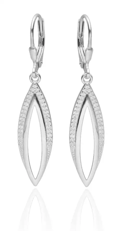 Wiszące srebrne kolczyki, cyrkonie