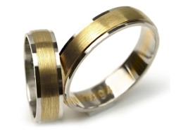Obrączki ślubne dwukolorowe półokrągłe 5mm Premium P-494-k