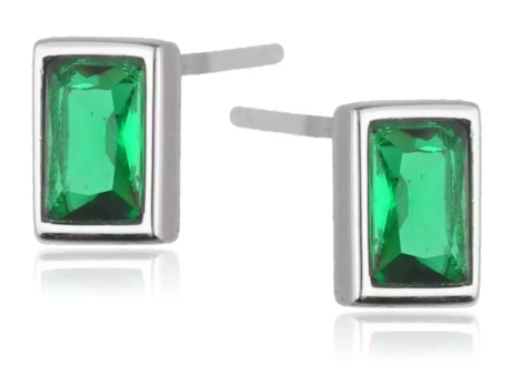 Przejdź do produktu Srebrne kolczyki z zieloną cyrkonią 