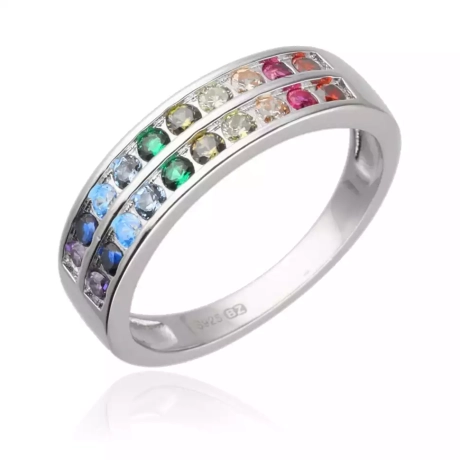 Przejdź do produktu Srebrny pierścionek z kolorowymi kamieniami 