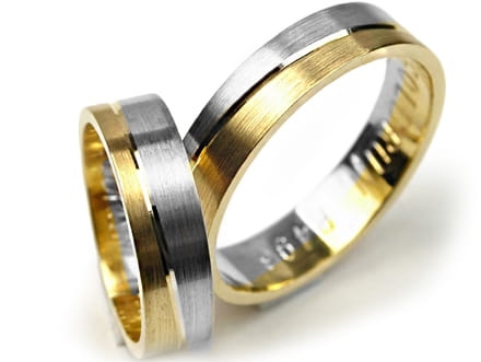 Przejdź do produktu Obrączki ślubne dwukolorowe płaskie 5mm Premium