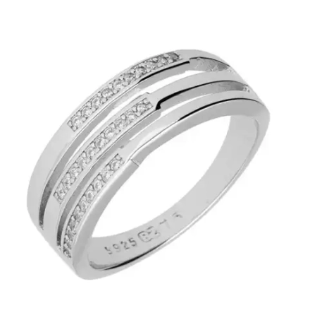 Przejdź do produktu Srebrny pierścionek z cyrkoniami - trzy rzędy