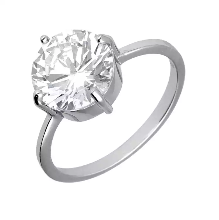 Klasyczny srebrny pierścionek z jedną cyrkonią, zaręczyny