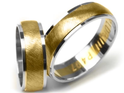 Dwukolorowe złote obrączki ślubne półokrągłe 6mm Premium P-497-k
