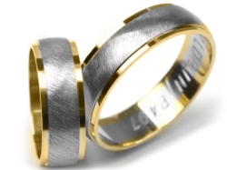 Dwukolorowe złote obrączki ślubne półokrągłe 6mm Premium P-497-k