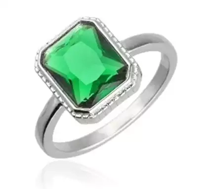 Srebrny pierścionek z szmaragdową cyrkonią