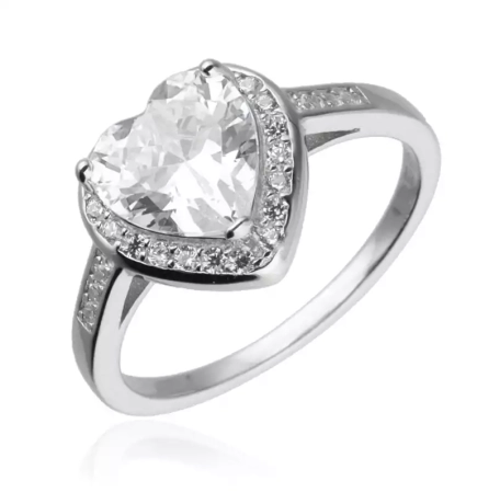 Przejdź do produktu Srebrny pierścionek, serce, cyrkonie 