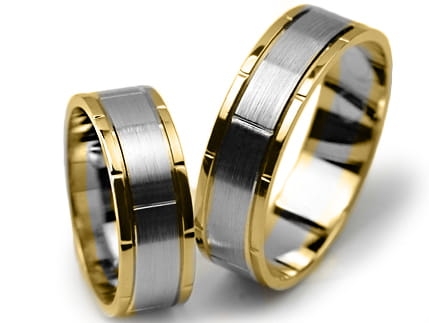 Przejdź do produktu Obrączki ślubne dwukolorowe płaskie 6mm Premium 