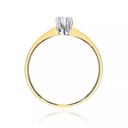 Pierścionek z żółtego złota, diament laboratoryjny 0,10ct