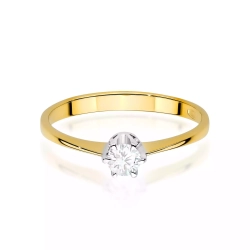 Pierścionek z żółtego złota, diament laboratoryjny 0,20ct