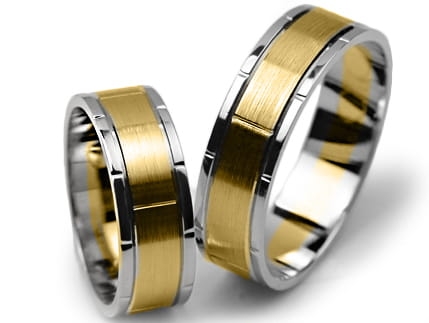 Przejdź do produktu Obrączki ślubne dwukolorowe płaskie 6mm Premium 