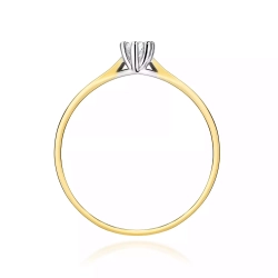 Pierścionek z żółtego złota, diament laboratoryjny 0,10ct