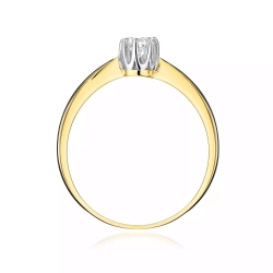 Pierścionek z żółtego złota, diament laboratoryjny 0,15ct