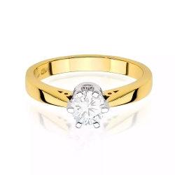 Pierścionek z żółtego złota, diament laboratoryjny 1,00ct