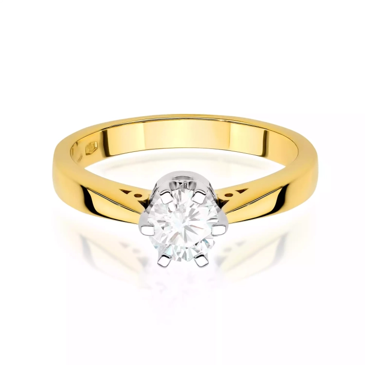 Pierścionek z żółtego złota, diament laboratoryjny 1,00ct