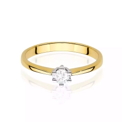 Pierścionek z żółtego złota, diament laboratoryjny 0,15ct