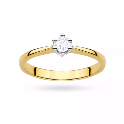 Pierścionek z żółtego złota, diament laboratoryjny 0,15ct