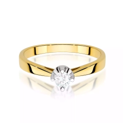 Pierścionek z żółtego złota, diament laboratoryjny 0,20ct