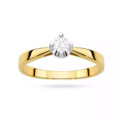 Pierścionek z żółtego złota, diament laboratoryjny 0,20ct