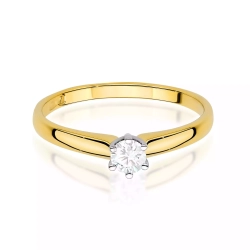 Pierścionek z żółtego złota, diament laboratoryjny 0,20ct