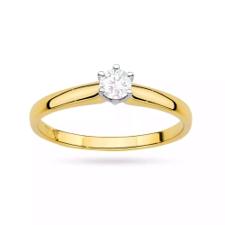Pierścionek z żółtego złota, diament laboratoryjny 0,20ct