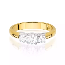 Pierścionek z żółtego złota, diamenty laboratoryjne 0,49ct