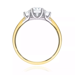 Pierścionek z żółtego złota, diamenty laboratoryjne 0,49ct
