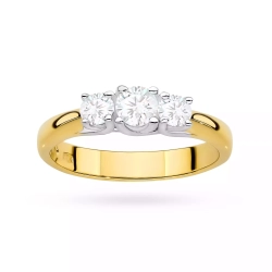 Pierścionek z żółtego złota, diamenty laboratoryjne 0,49ct