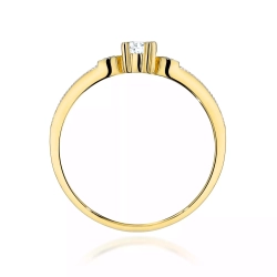 Pierścionek z żółtego złota, diament laboratoryjny 0,10ct
