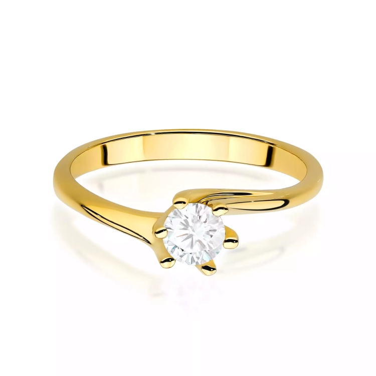 Pierścionek z żółtego złota, diament laboratoryjny 0,50ct
