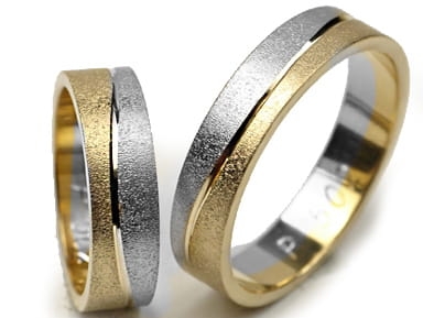 Przejdź do produktu Dwukolorowe złote obrączki ślubne płaskie 5mm Premium