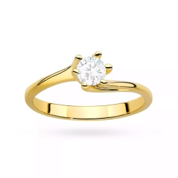Pierścionek z żółtego złota, diament laboratoryjny 0,50ct