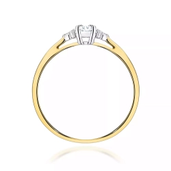 Pierścionek z żółtego złota, diament laboratoryjny 0,10ct