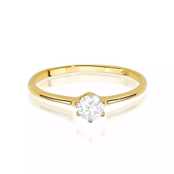 Pierścionek z żółtego złota, diament laboratoryjny 0,25ct