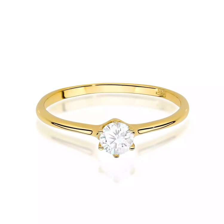 Pierścionek z żółtego złota, diament laboratoryjny 0,25ct