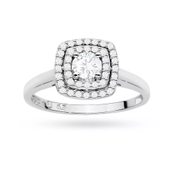 Pierścionek z białego złota, diament laboratoryjny centralny 0,30ct