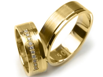 Przejdź do produktu Obrączki ślubne z żółtego złota płaskie z cyrkoniami 6mm Premium