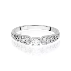 Pierścionek z białego złota, diament laboratoryjny 0,10ct